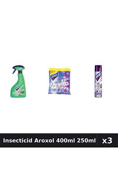 Aroxol Set 3 Spray Insecticid 400ml, 250ml + Pastile Anti-Insecte - Protecție