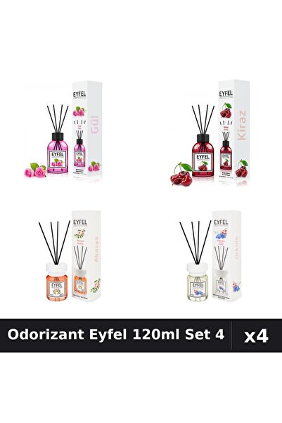 Eyfel Set 4 Odorizant Camera Betisoare 120ml - Trandafir, Cirese, Acacia, Orh...