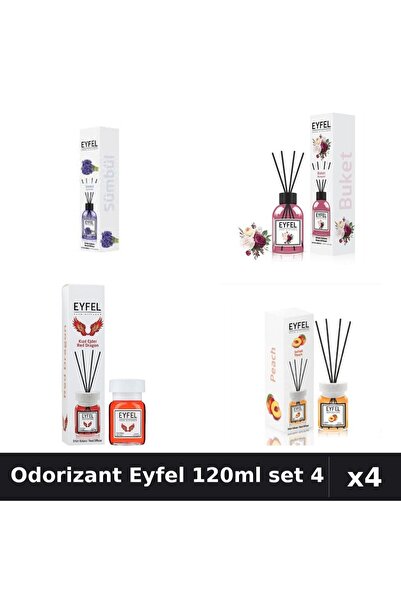 Eyfel Set 4 Odorizant Cameră Betișoare 120ml - Zambile, Bouquet, Red Dragon, ...