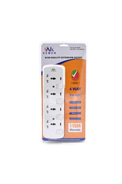 AK مقبس تمديد رباعي المنافذ 604B-3Mtr