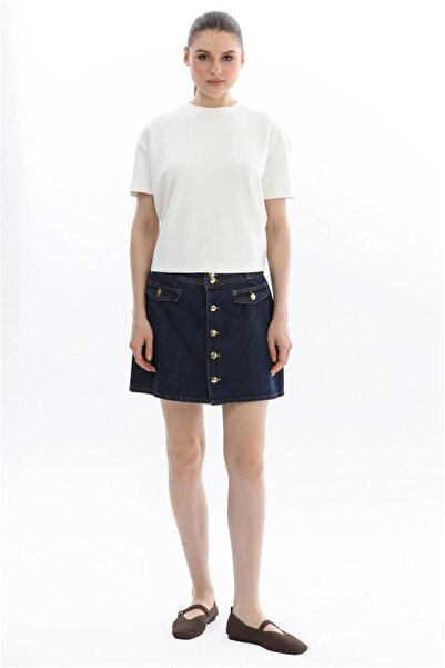Fashion Friends 26Y0038K1 Women's Buttoned Denim Skirt