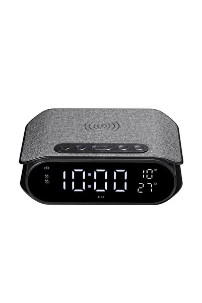 shaza Ceas Desteptator Digital LED cu Incarcare Wireless SA805/GR, Fast Charg...