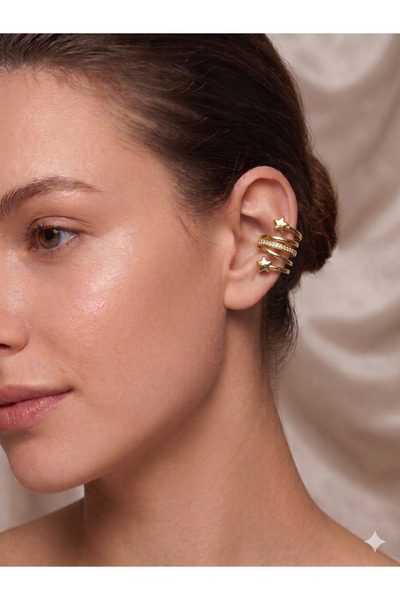 BİJU YILMAZ 26Ear19 Star Tip Gold Vip Cartilage Earrings