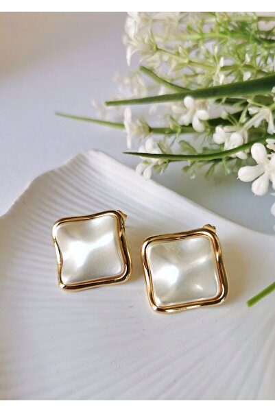 Halley Concept Luna Detailed Steel Earrings 2X2 cm – White