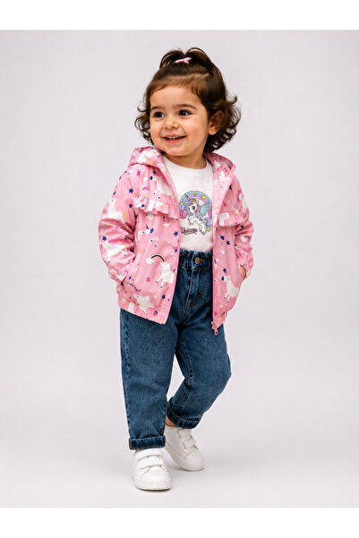 Chicsy Baby Premium Kız Çocuk 3'lü Takım Unicorn Baskılı Kapüşonlu Yağmurluk ...