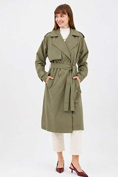 RESSHO Women's Belted Long Trench Coat – Waterproof, Lined, Oversized Models