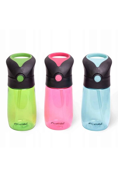 Kamille Bidon sport 350 ml, pai pliabil, plastic, diametru 7 cm, multicolor