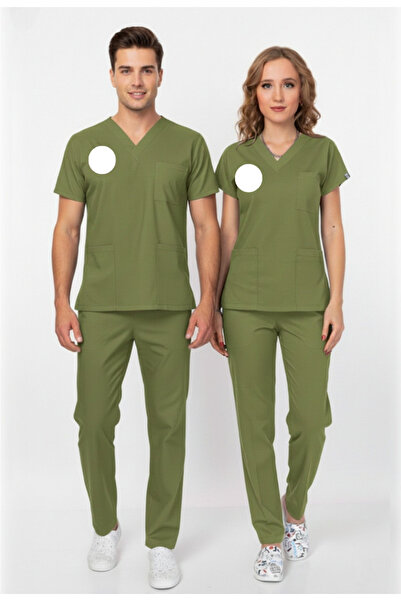 Nur Medikal Giyim Unisex Grass Green New Regulation Compliant Embroidered Pha...