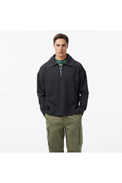 Calvin Klein Brushed Zip Pullover Erkek Siyah Sweatshirt