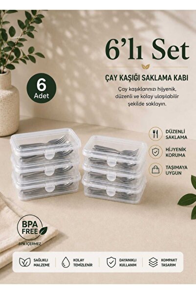 zemihra 6 Adet Çay Kaşıklık Saklama Kabı Çay Kaşığı Taşıma Seti Çok Amaçlı Dü...