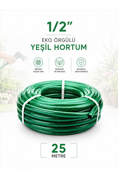 1/2" 25 Meter Braided Garden Hose Balcony Garden Irrigation Cleaning Car Wash Water Hose Tangleproof Unbreakable Green