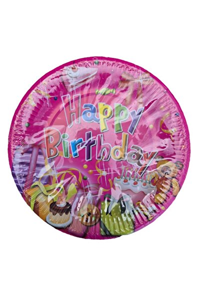 Practik Pink cardboard plates HAPPY B-DAY 23cm 10/ Top Bottom Set