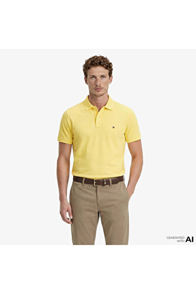 Tommy Hilfiger Core Essentials Erkek Sarı Polo Yaka T-Shirt