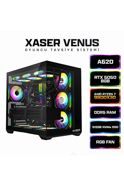 XASER Venus X10 Ryzen 7 9800X3D 16GB DDR5 Ram 512GB M.2 NVMe SSD 8GB RTX5050 ...