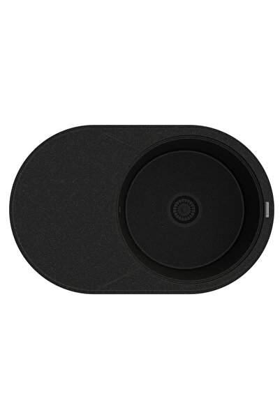 Granitan Savio kitchen sink, round, with drainer, matte black