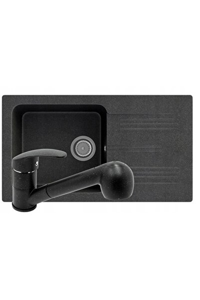 Granitan ADA Sink Package, 775x435mm, with black retractable faucet