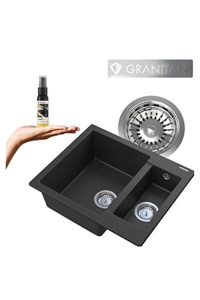 Granitan Chiuveta Granit KOS, 60x49.5cm, cuva o jumatate, sifon crom, impregn...