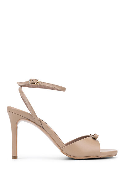 Tamer Tanca Women's Genuine Leather Beige Heeled Shoes