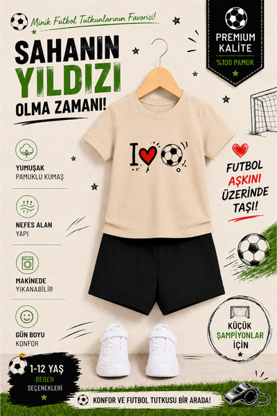 OVERMAX I ❤️   Goal Printed Kids' Set – T-Shirt & Shorts 2-Piece Combination ...