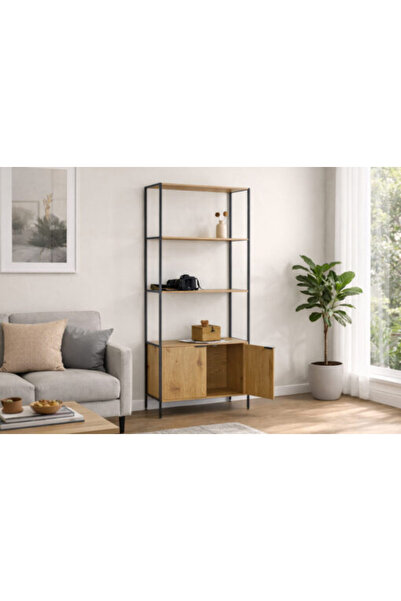 Target Home Βιβλιοθήκη Kouros sonoma 68 x 35 x 176 εκ. με μαύρο μεταλλικό σκε...