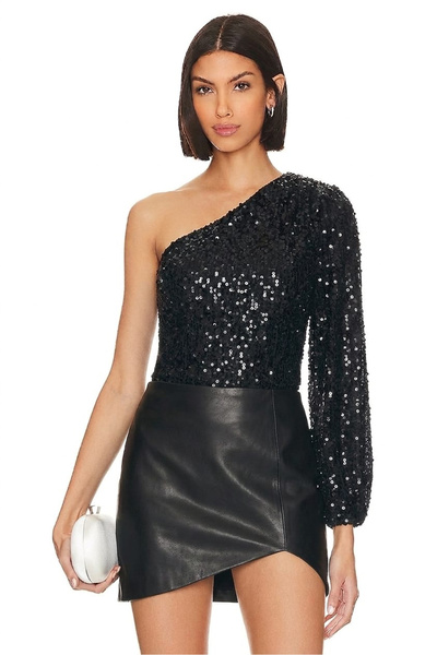 AFR CLOTHES بلوزة نسائية سوداء من قماش الترتر بأكمام مطاطية - بلوزة أنيقة للس...