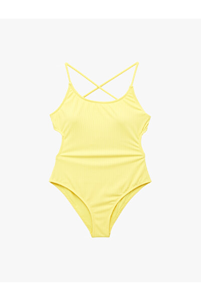Koton X Sibil Çetinkaya - U-Neck Cross-Strapped Swimsuit with Back Detail
