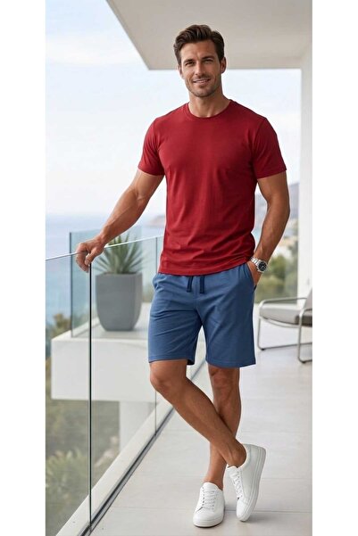 BEYAZTOPTAN Men's Cotton Combed Shorts Set - Relaxed Fit Short Sleeve T-Shirt...