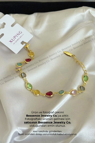 Bessence Jewelry Co Xuping 14K Gold VIP Çok Renkli Damla ve Yuvarlak Model Zi...