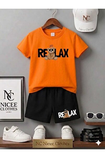 NC Nicee Clothes LETNJA DEČJA MAJICA I KRATKE HLAČE UNISEKS (CRNI RELAX MEDVE...