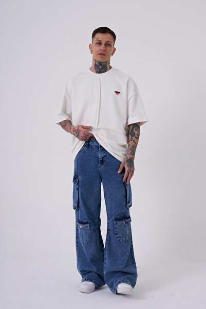 Machinist Men's Baggy Jeans with Side Pockets by – Blue L