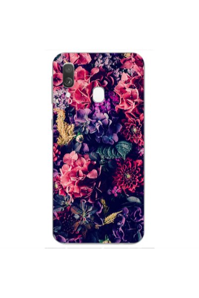Other Samsung A40 Purple and pink flowers Transparent Silicone TPU Θήκη