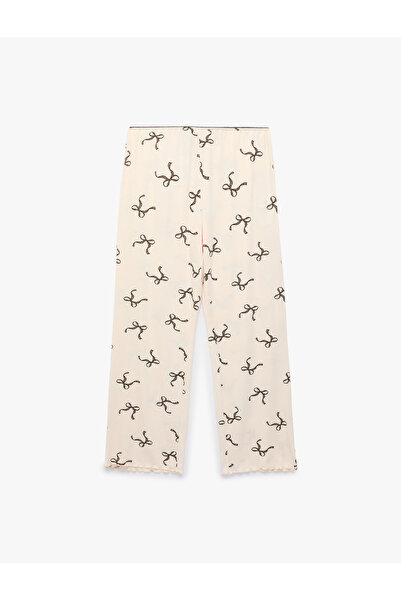 Koton Viscose Fabric Elastic Waist Bow Patterned Pajama Bottoms