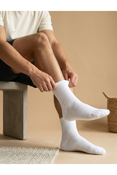Sport White Crew Socks 3 Pairs – Breathable Cotton Sports Socks for Gym, Runn...