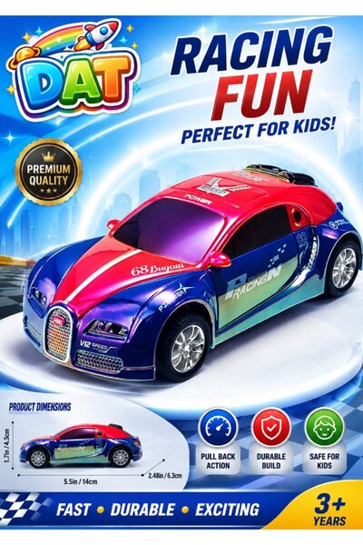 DAT Kids Inertia Drift Racing Car Toy with Vivid Graffiti Design, Pull-Back F...