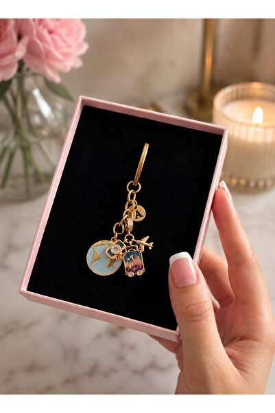 Elvia Atelier Dünya anahtarlik Çift Anahtarlığı Gümüş Renk Anahtarlık