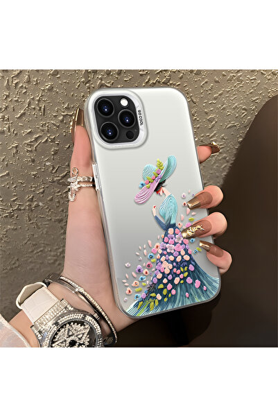 Hontinga iPhone 13 Pro Uyumlu Silikon Kenar Sert Arka Kılıf Couple Telefon Kı...