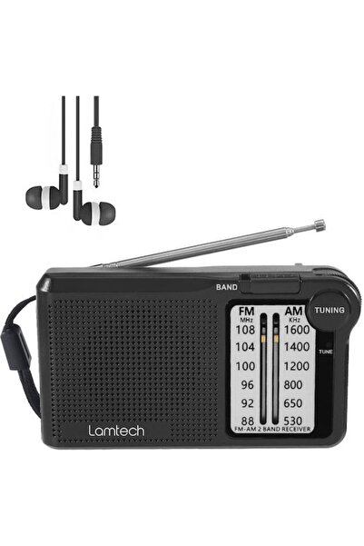 Lamtech Φορητό Ραδιόφωνο 2 Ζωνών, Επαναφορτιζόμενο, Μαύρο