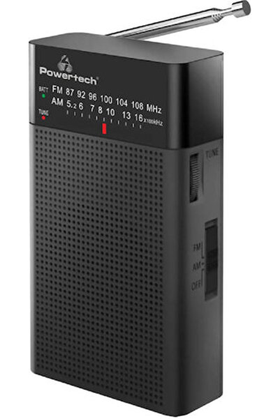 POWERTECH PT-1245 Επιτραπέζιο Ραδιόφωνο Μπαταρίας Μαύρο
