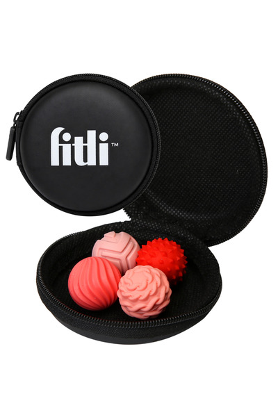 Fitli Set de 4 mingi magnetice senzoriale, antistres, cu texturi diverse, roz