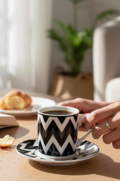 ALBETTO Single Porcelain Coffee Cup Zigzag Model