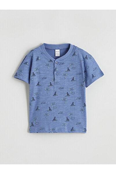LC Waikiki Nevavm Oval Collar Patterned Baby Boy T-Shirt with a Difference