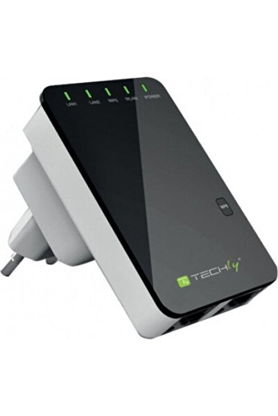 Techly I-WL-Repeater2 Επεκτατής Wi-Fi Μονοζωνικός (2.4GHz) 300 Mbps με 2 Θύρε...