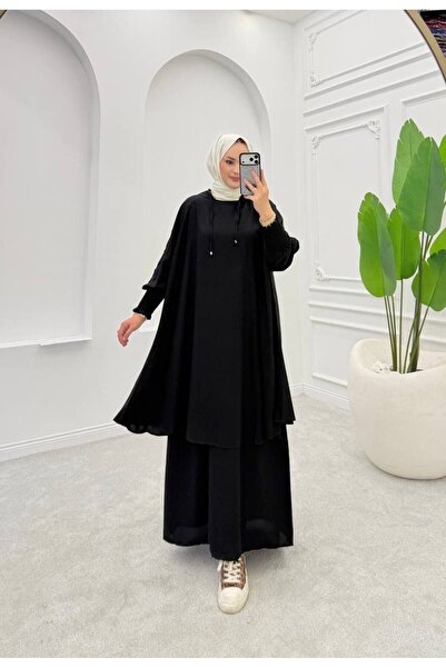 moda4b Women's Two-Piece Set Hooded Tunic and Comfortable Skirt Medina Silk N...