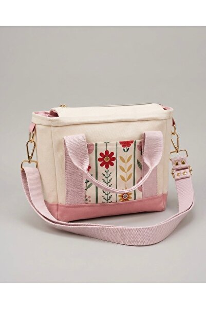 Ruche Atelier Pembe Bahçe Kanvas Omuz Çantas