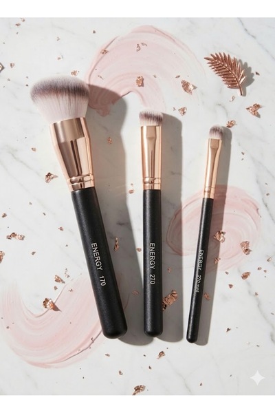 Energy 3-Piece Professional Face & Concealer Brush Set – Foundation, Coverage...