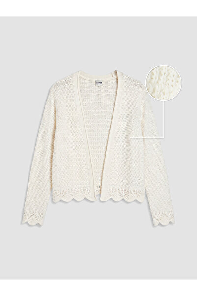 LC Waikiki Nevavm V-Neck Girls' Knitwear Cardigan with a Difference