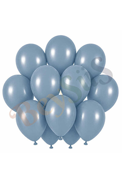 BeySüS Blue Glass Color Latex Retro Balloon (30 cm) - 12 Pieces