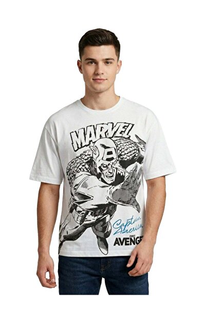 Marvel Men’s Captain America Sketch Graphic T-Shirt – White