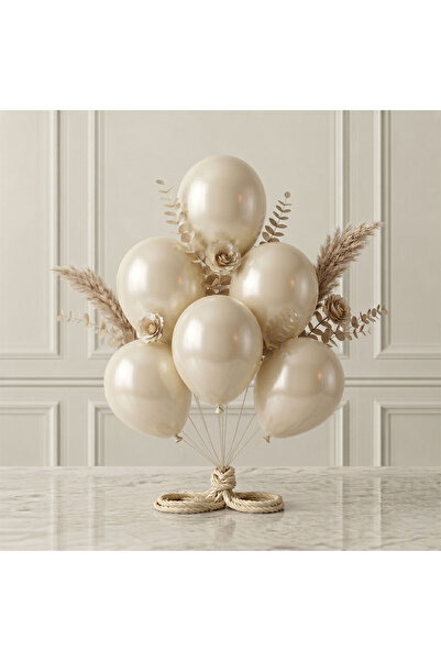 BeySüS Ivory Color Latex Metallic Balloon (30 cm) - 6 Pieces
