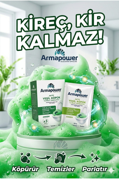SANİYE TÖRİN ARMAPOWER KLOZET LEKE VE KREÇ ÇÖZÜCÜ ÇAM KOKUSU 3 X 100 GR
